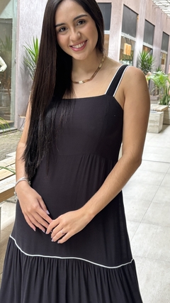 VESTIDO LONGO VIVO CONTRASTANTE - PRETO na internet