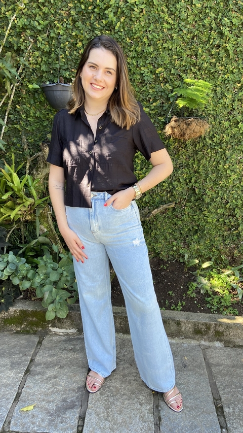 CALÇA WIDE LEG - JEANS CLARO - comprar online