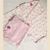 BODY ML ROSA CON FLORES Y HOJAS VERDES