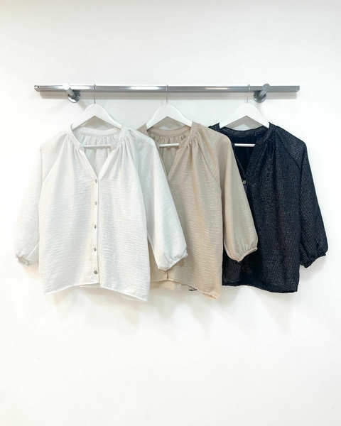 [LINO RAYAS BRILLO] Camisa cuello mao