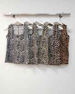[MICROFIBRA] Musculosa cuello cuadrado animal print