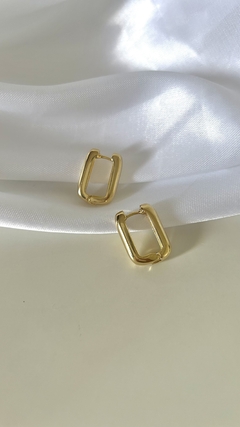 Brinco Argola Retangular Banho Ouro 18k - comprar online