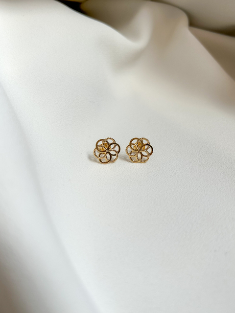 Brinco Aura Floral Banho Ouro 18k