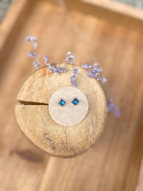 Brinco Labradorita Quadrado