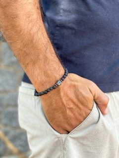 Pulseira Masculina Pedra Vulcânica