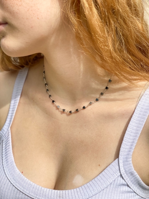 Choker Corações Hematita