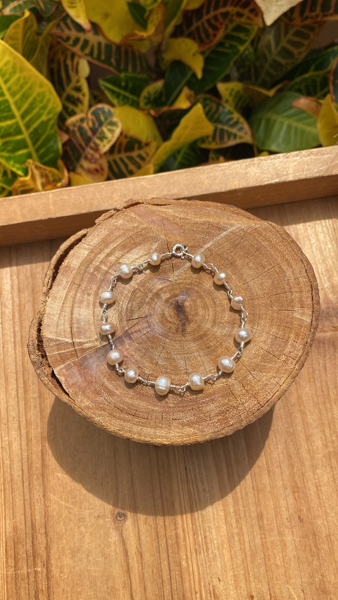 Pulseira de Pérolas Rosê