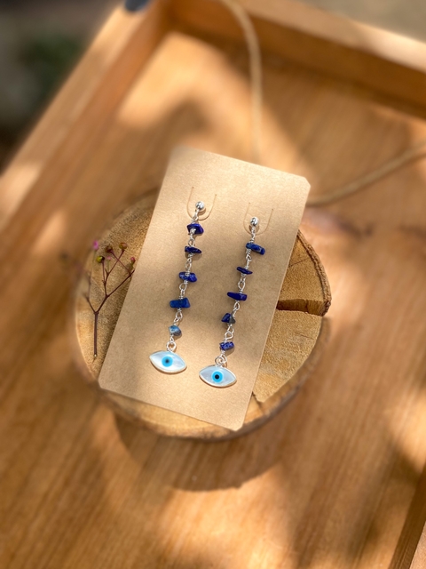 Brinco Lápis Lazúli com Olho Grego