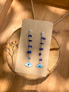 Brinco Lápis Lazúli com Olho Grego - comprar online