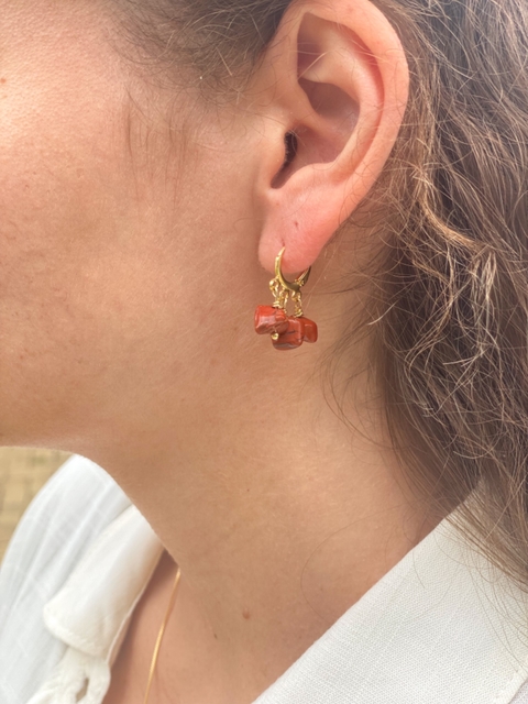 Brinco Argolinha Jaspe Banhado à ouro