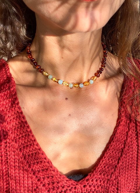 Choker Âmbar + Amazonita 