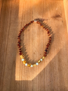 Choker Âmbar + Amazonita  - Flor do Mar