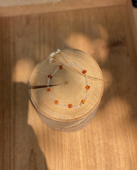Pulseira Âmbar Cognac - Prata 925