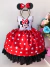 VESTIDO INFANTIL MINNIE VERMELHA LUXO BOLAS BRANCAS COM TIARA