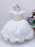 Vestido Infantil Off White Cinto de Pérolas Casamento Luxo