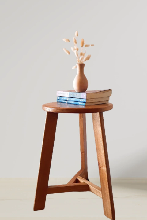 banquito redondo de madera paraiso maciza