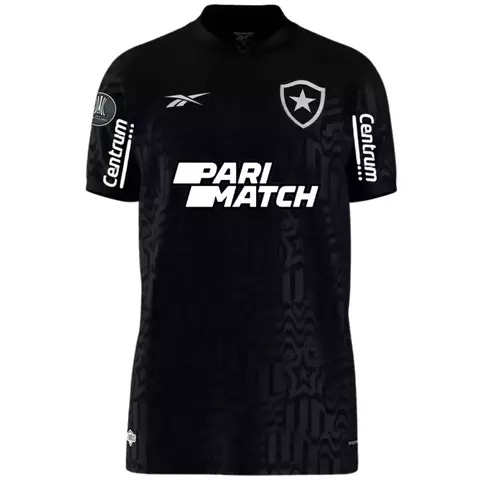 Camisa Botafogo II 23/24 - Torcedor Reebok Masculina - Preta com patrocínio e Patch Libertadores 2024