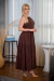 Vestido Linho - Modelagem Midi com zíper atrás e bolsos laterias - Flaagra 