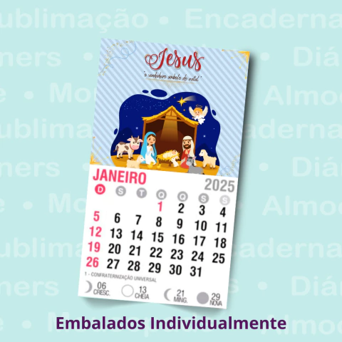 Mini Calendário Personalizado tema Natalino 2026 na internet