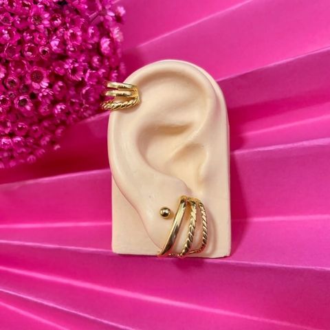 Brinco Duplo C/ Piercing Fake Agatha