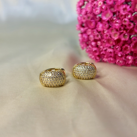 Brinco Argola Articulada C/ 7 Fileiras Zircônia