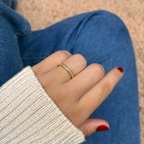 Anel Aparador Cravejado C/ Zircônia