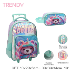 Mochila con Carro y Cartuchera TRENDY (28089) - comprar online