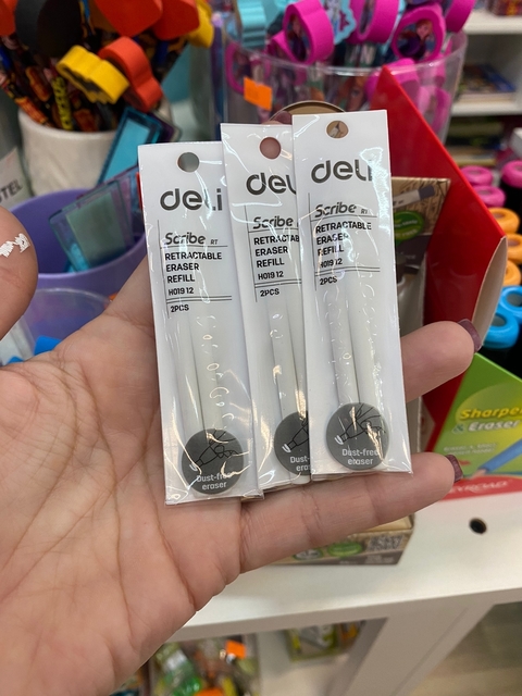 REPUESTO GOMA DE BORRAR RETRACTIL DELI SCRIBE X 2 UNID.