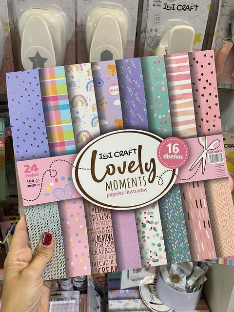 PAPELES PARA SCRAP CON DISEÑO LOVELY IBI CRAFT