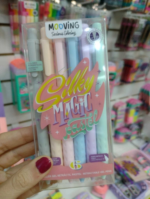 ROLLER BALL MOOVING TINTA GEL RETRACTIL BLISTER PASTEL X 6 U.