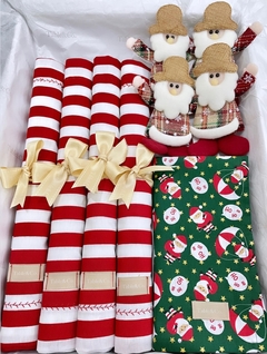 Kit Natalino Listra.Verm/brco c/ Guard Papai Noel