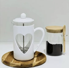 Cafeteira Francesa Coração Branca