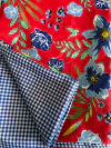 Toalha de Mesa dupla face Floral Verm/Xadrez