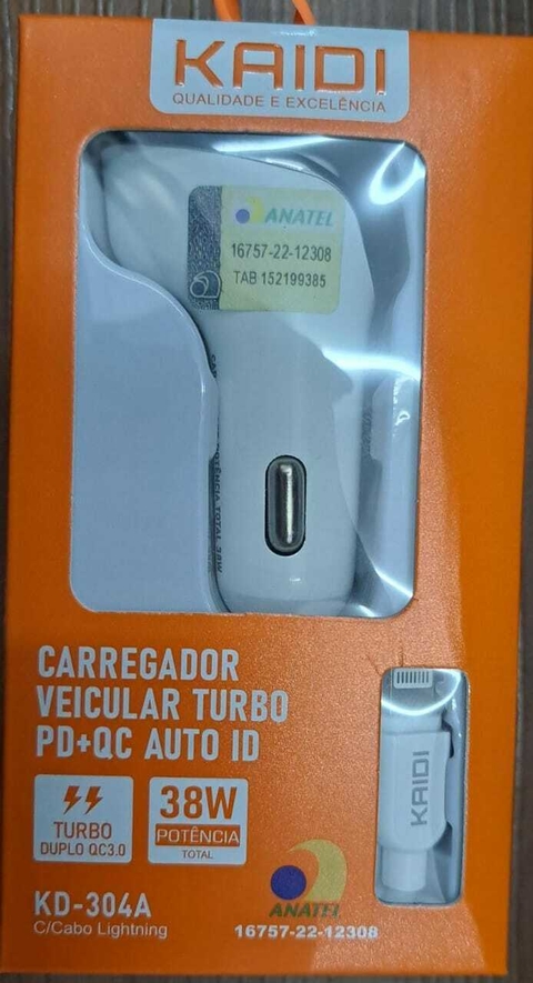 Carregador Veicular Turbo Kaidi IOS - KD-304CL