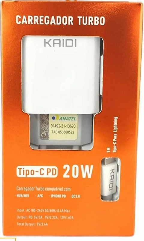 Carregador Turbo IOS - Kaidi KD-670A / KD-108A / KD-106A / kd-669cl