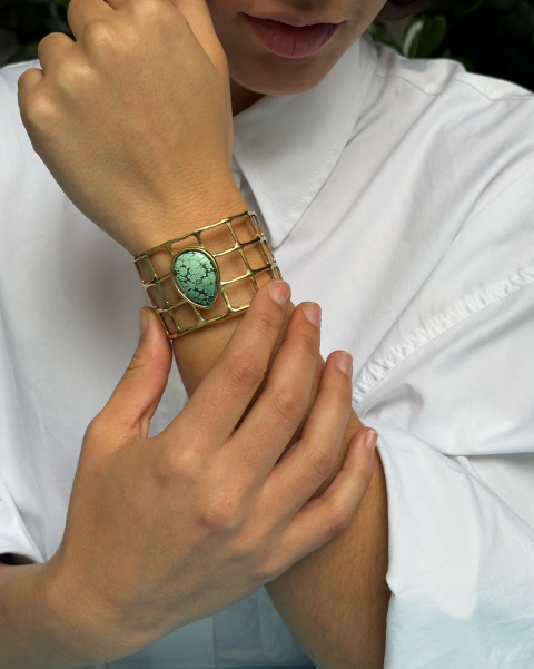 Brazalete Líneas con piedra Turquesa
