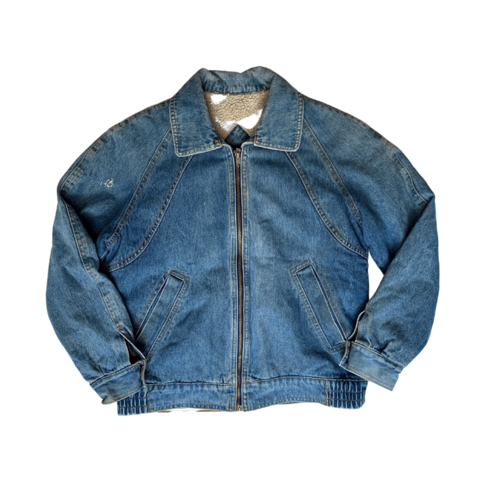 Jaqueta jeans oversized peluciada