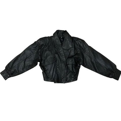 Jaqueta de couro cropped (vintage)