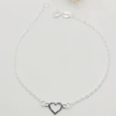 Pulseira Coração Vazado 7mm 18cm Prata 925 na internet