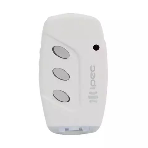 Controle remoto branco para portão Ipec Tx Deco com 3 botões e frequência de 433,92 MHz