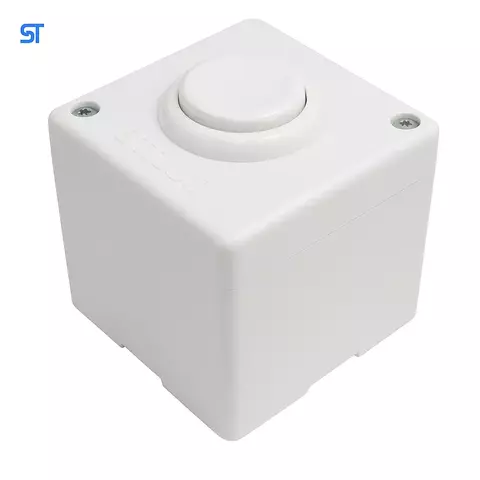 Botoeira branca Stilus para acionamento de fechaduras e alarmes com botão redondo