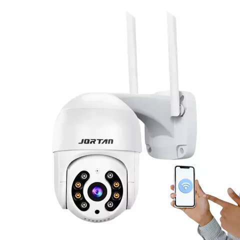 Câmera wifi externa branca Jortan modelo 8176 com infravermelho e controle via aplicativo no celular