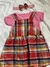 vestido xadrez rosa bebe com laço