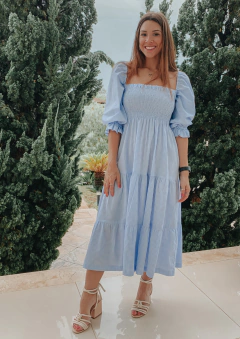 Vestido Marina (vichy medio azul bebê) - loja online