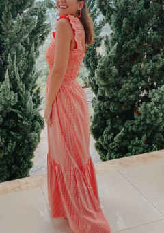 Vestido Letícia (vichy medio laranja) - comprar online