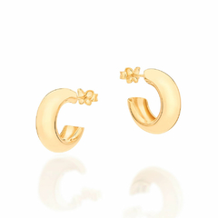 Brinco meia argola folheado com design abaulada lisa (Giovanna Antonelli) - 526678