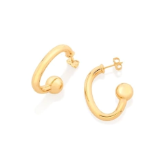 Brinco Meia Argola folheado a ouro oval tubo (Giovanna Antonelli) - 526669 - comprar online