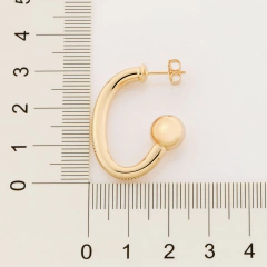 Brinco Meia Argola folheado a ouro oval tubo (Giovanna Antonelli) - 526669 na internet