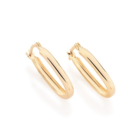 Brinco argola ROMMANEL formato oval folheado a ouro - 520808