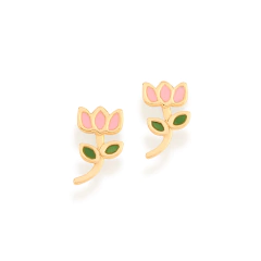 Brinco infantil flor tulipa folheado a ouro - 526501